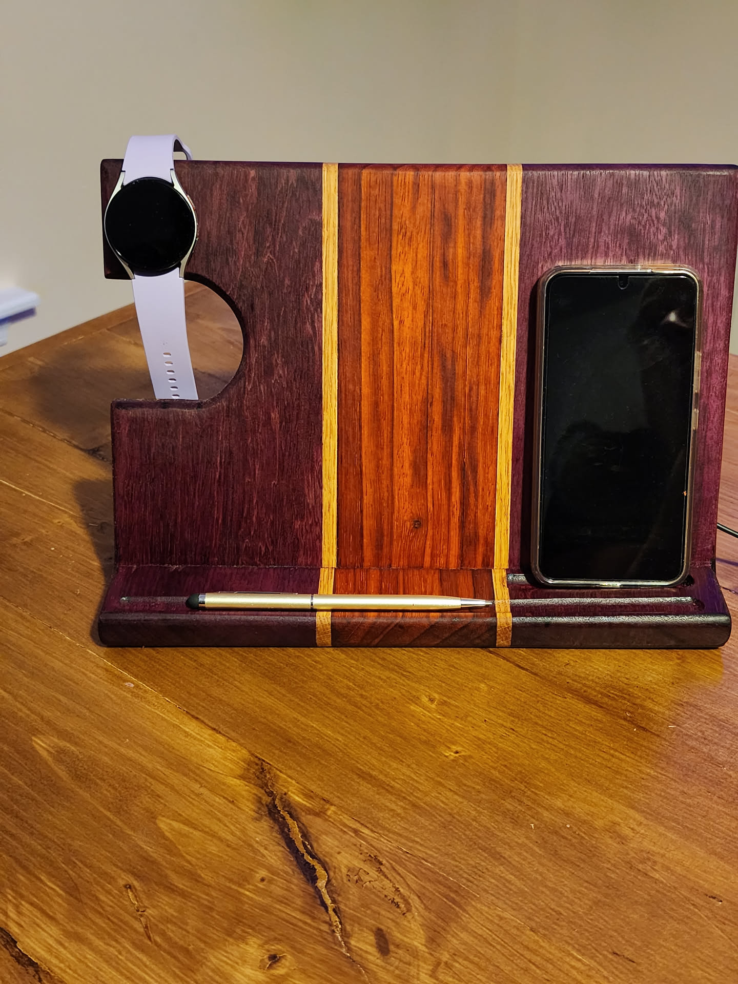 Hardwood Phone and Watch Charging Stand